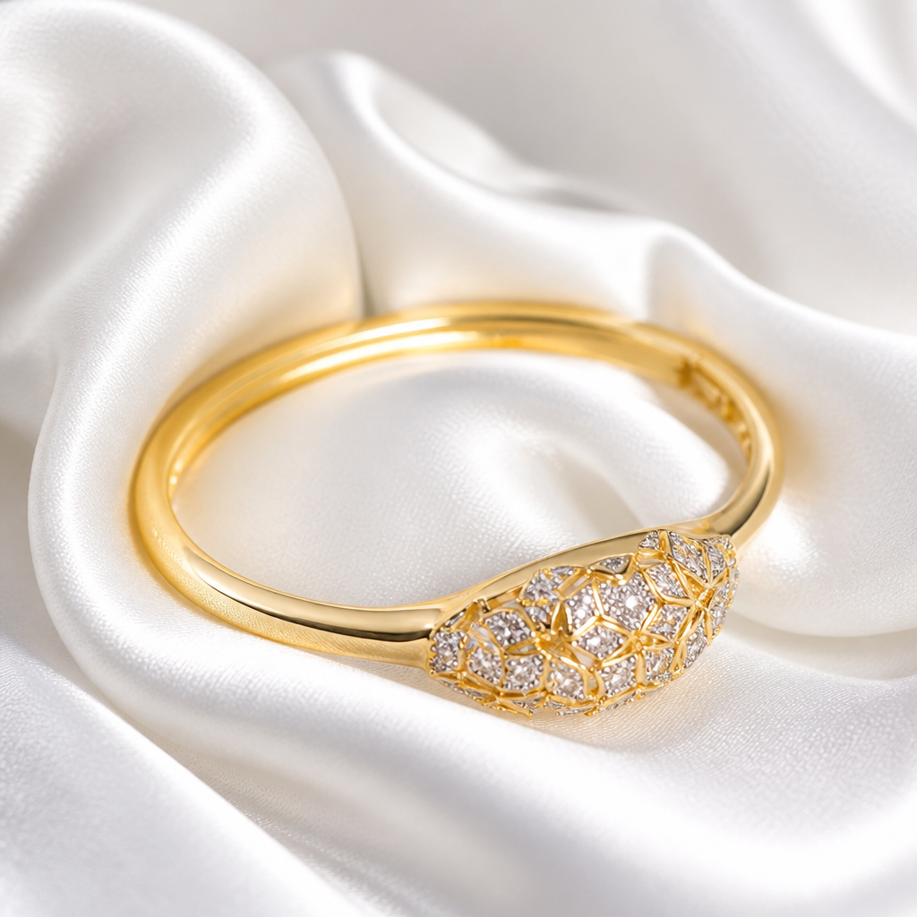 Elara Golden Crystal Bangle