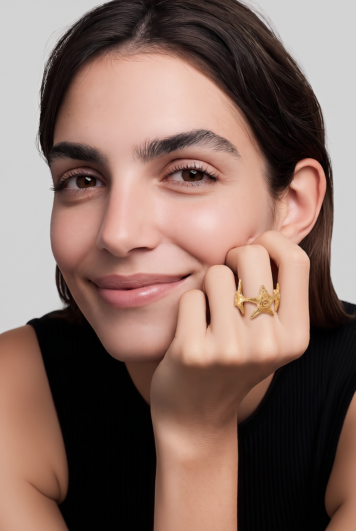 Celestial Sunburst Gold Ring