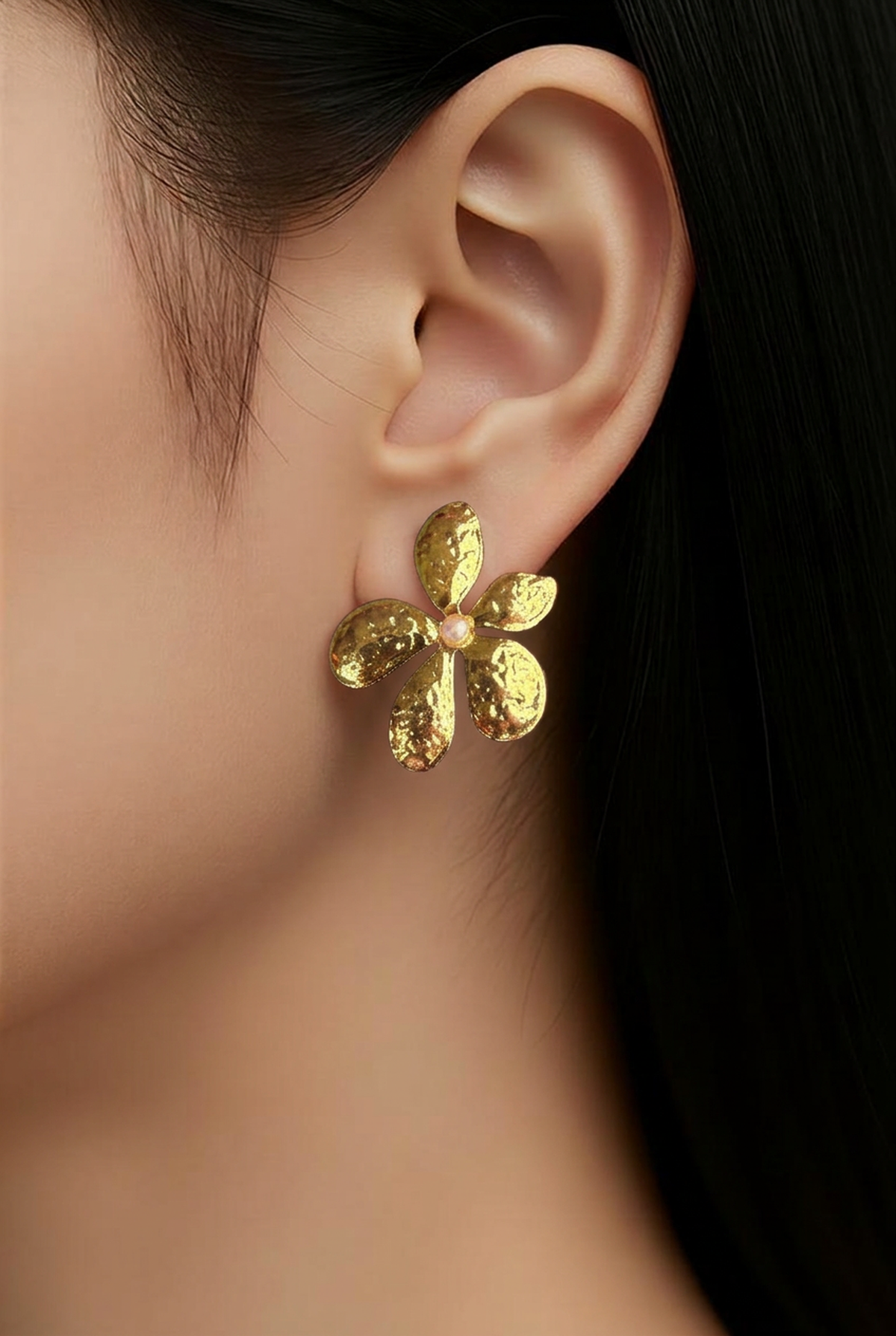 Golden Bloom Pearl Statement Earrings