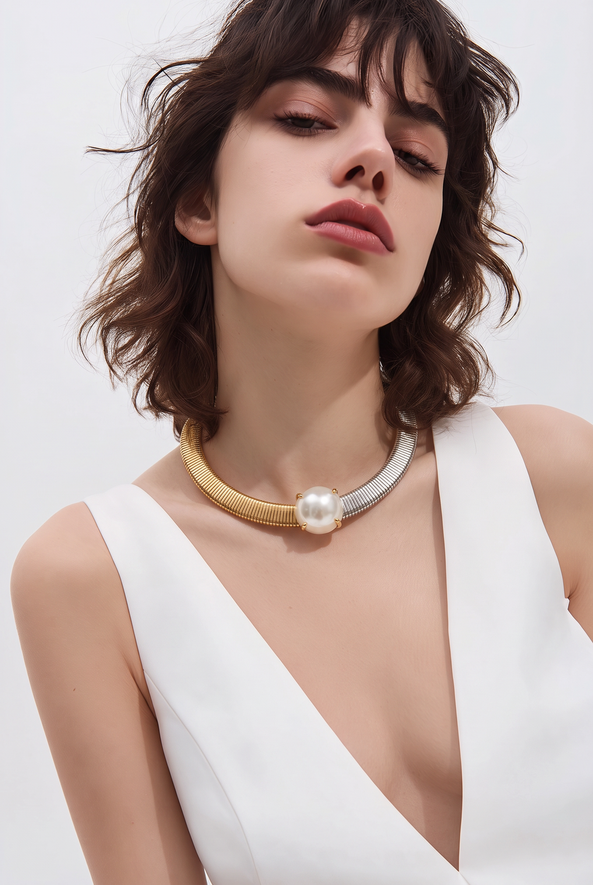 Celeste Two-Tone Pearl Collar Necklace