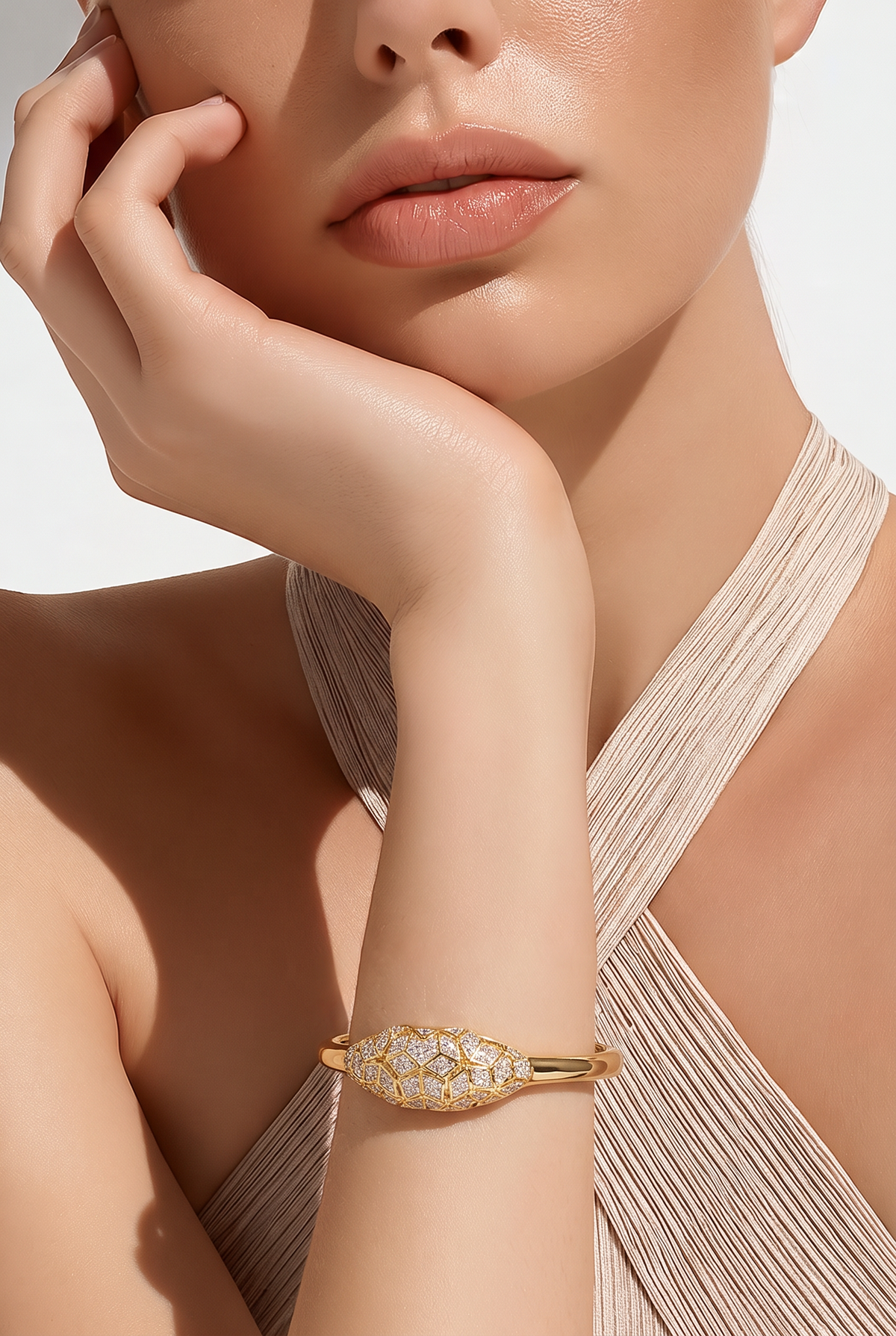 Elara Golden Crystal Bangle